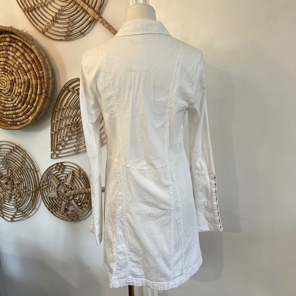 Free People Thea White Mini Shirt Dress Cotton Button Front Fitted M - Picture 3 of 9